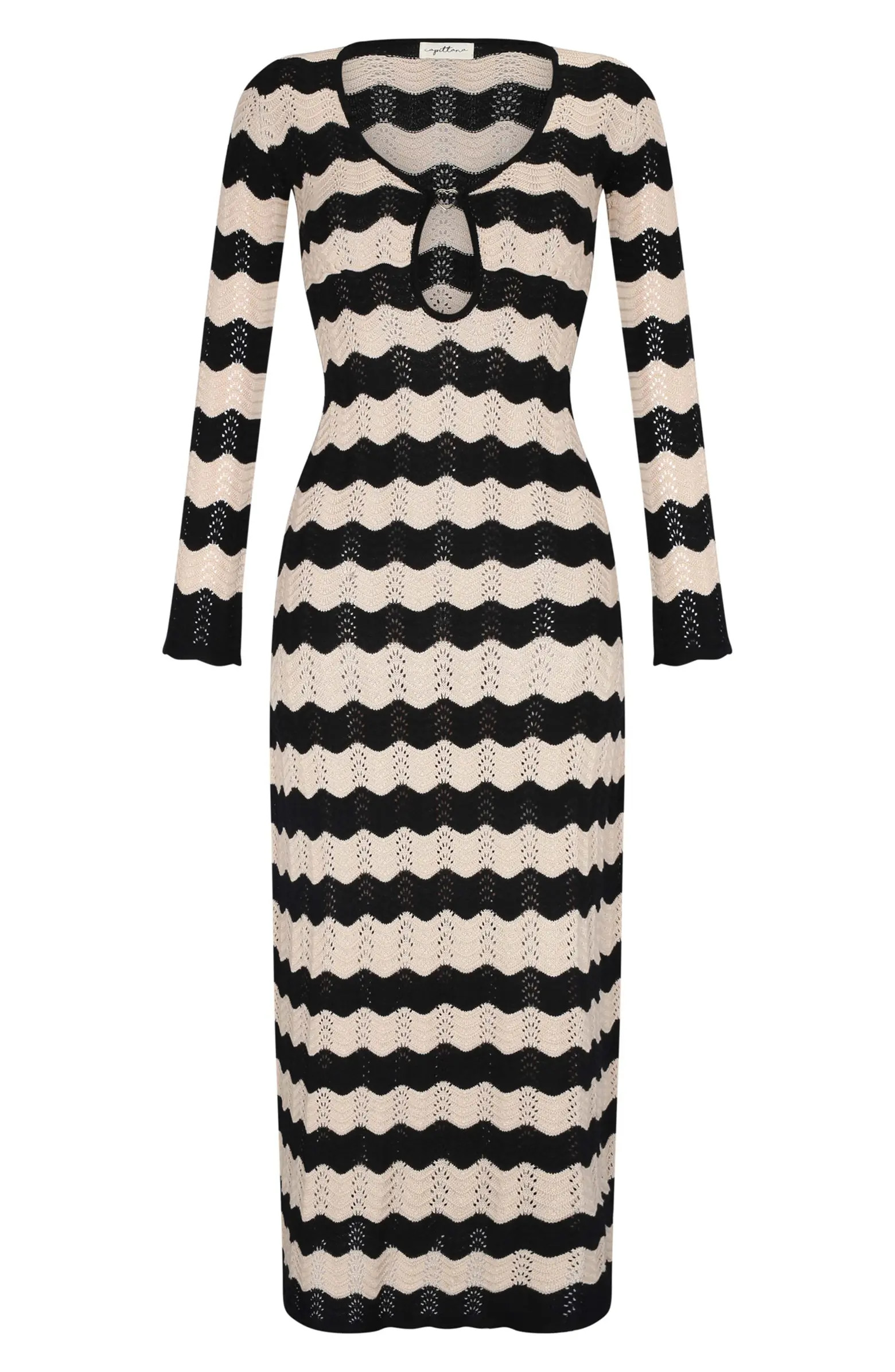 Capittana Ella Stripe Long Sleeve Knit Cover-Up Dress | Nordstrom | Nordstrom