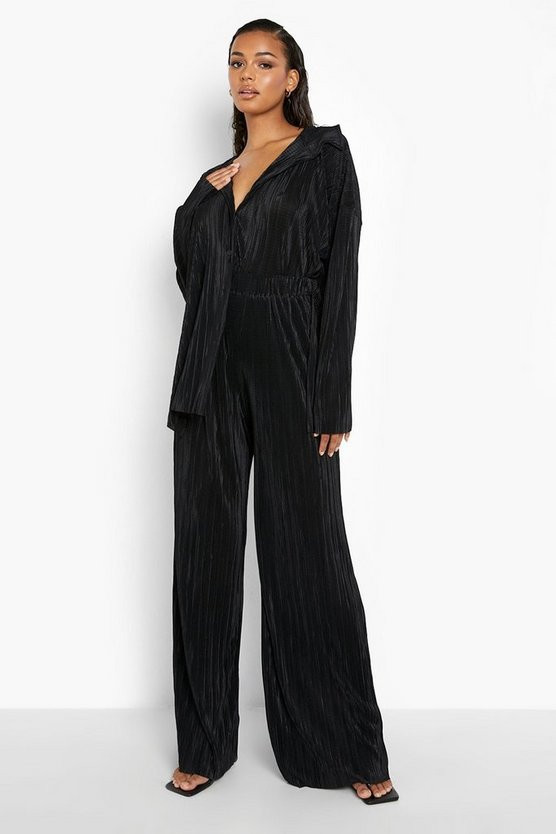 Plisse Floor Sweeping Wide Leg Pants | Boohoo.com (US & CA)