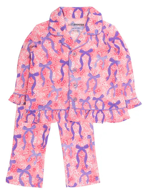 RuffleButts Ruffle Flare Pajama Set in Bow Besties at Nordstrom, Size 9 | Nordstrom