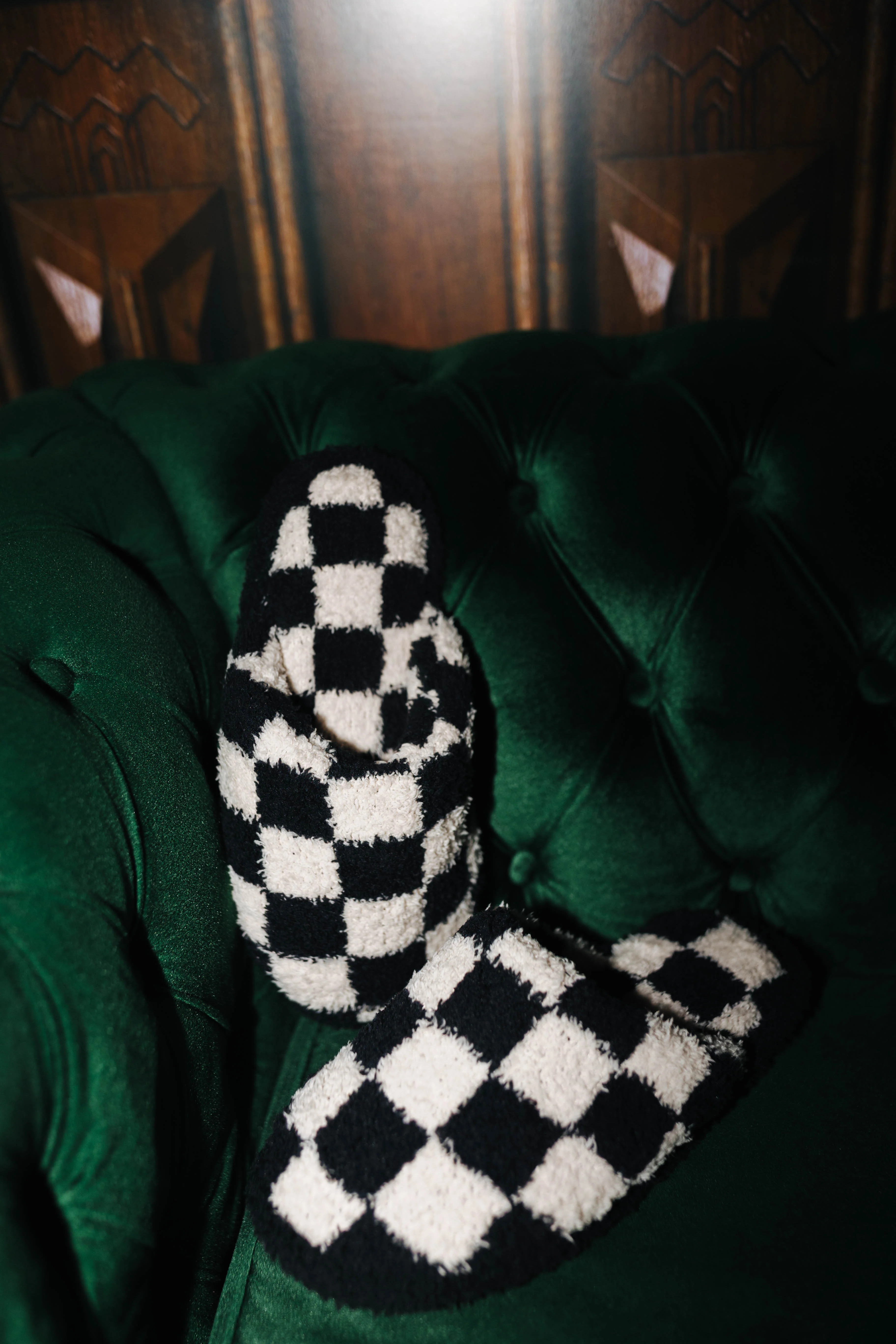 Sand & Black Check Slippers | Staykation