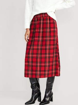 High-Waisted Smocked Midi Skirt for Women | Old Navy (US)