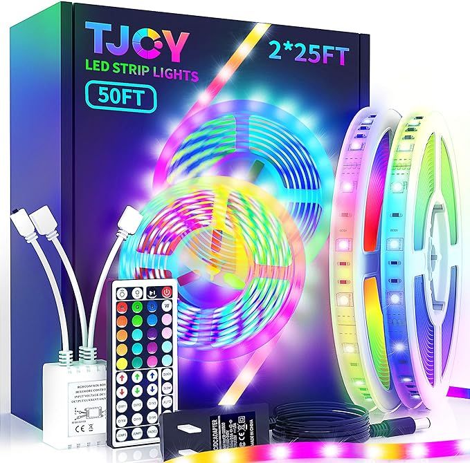 LED Strip Lights with 44 Key Remote 50 ft, Multi-Color RGB SMD5050 LED Lights ,12 Volt Color Chan... | Amazon (US)
