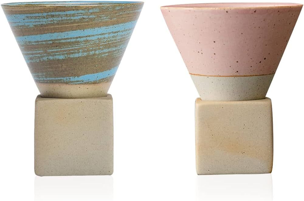LEPAYU Japanese Ceramic Tea Mug,Creative Ceramic Coffee Cups with Base Funnel Milk Cup Elegant Ce... | Amazon (US)
