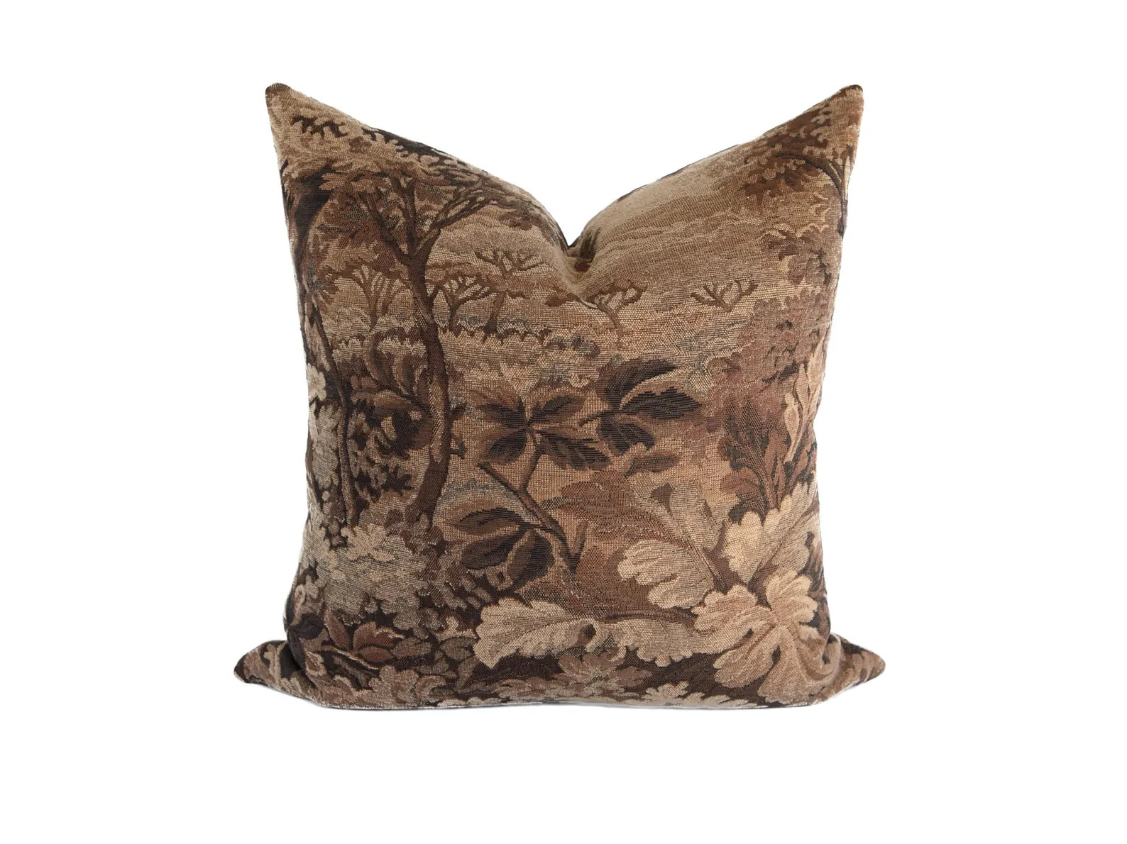 Vintage Tapestry Pillow Cover, Brown Neutral Floral Cushion, Designer Throw Pillow for Sofa Couch... | Etsy (US)