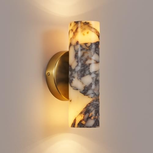 9.5 Inch Natural Marble Wall Sconce, Alabaster Wall Light, Hardwired Wall Light Fixture, Modern W... | Amazon (US)