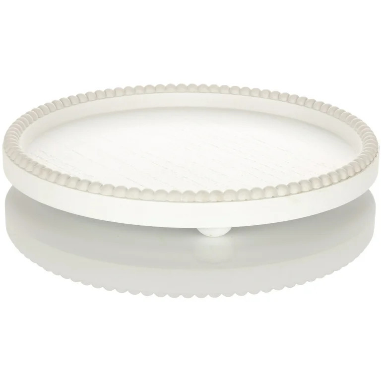 My Texas House 12" Round Beaded Trim Decorative Tray, White - Walmart.com | Walmart (US)