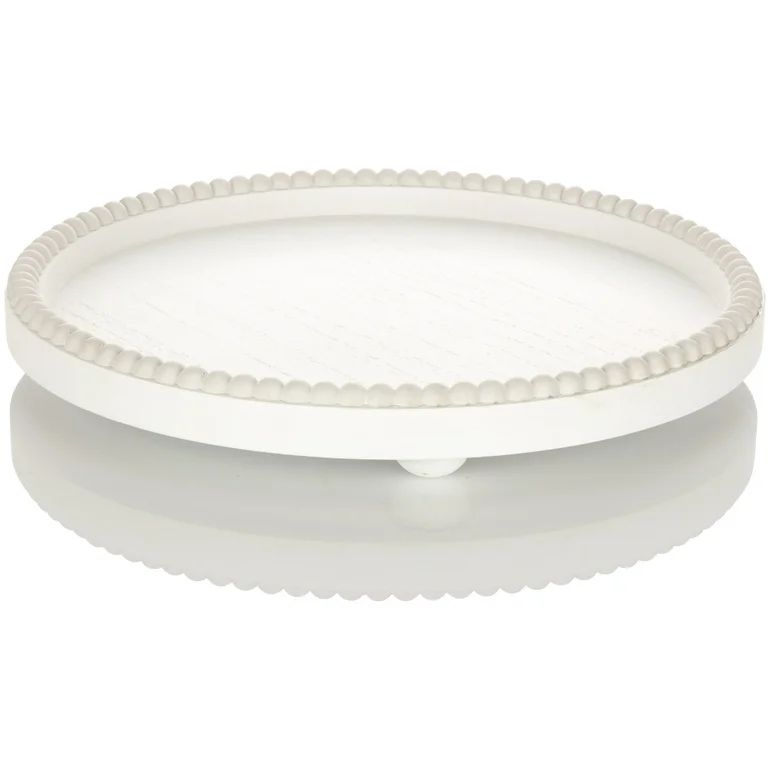 My Texas House 12" Round Beaded Trim Decorative Tray, White | Walmart (US)