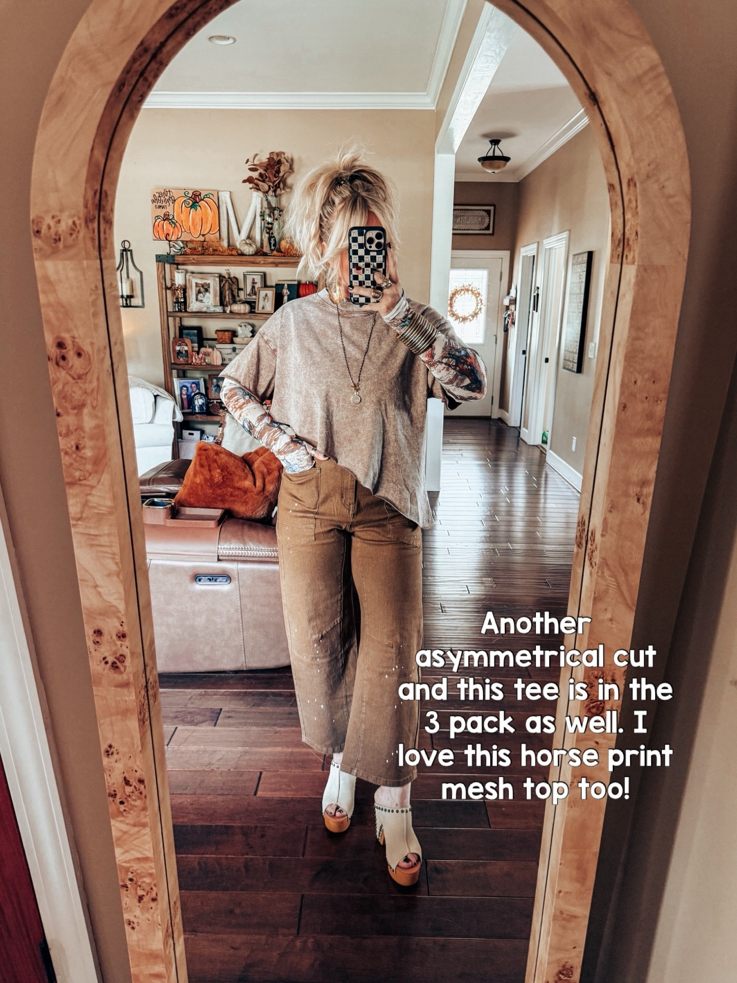 Another tee out of the pack of three. I’m in a large and my mesh top is a medium. These jeans are also very cute and so comfy! I’m in a medium. 
Necklace & earrings are @twistedsilver save with code MANDIE20 


#LTKStyleTip #LTKOver40 #LTKFindsUnder50