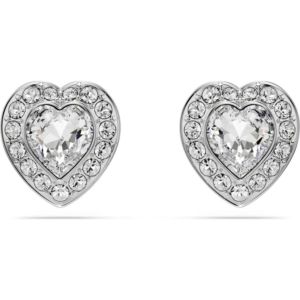 Swarovski x Ariana Grande Angelic Crystal Heart Halo Stud Earrings in White/Silver at Nordstrom | Nordstrom