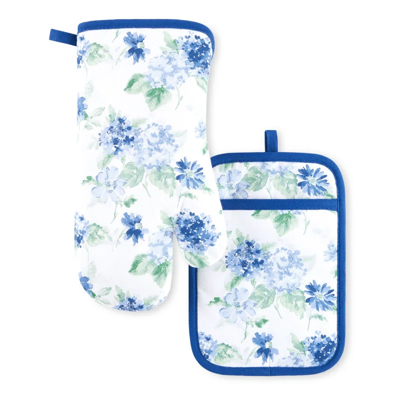 Martha Stewart Amber Floral Oven Mitt & Pot Holder Set 2-Pack | Wayfair North America