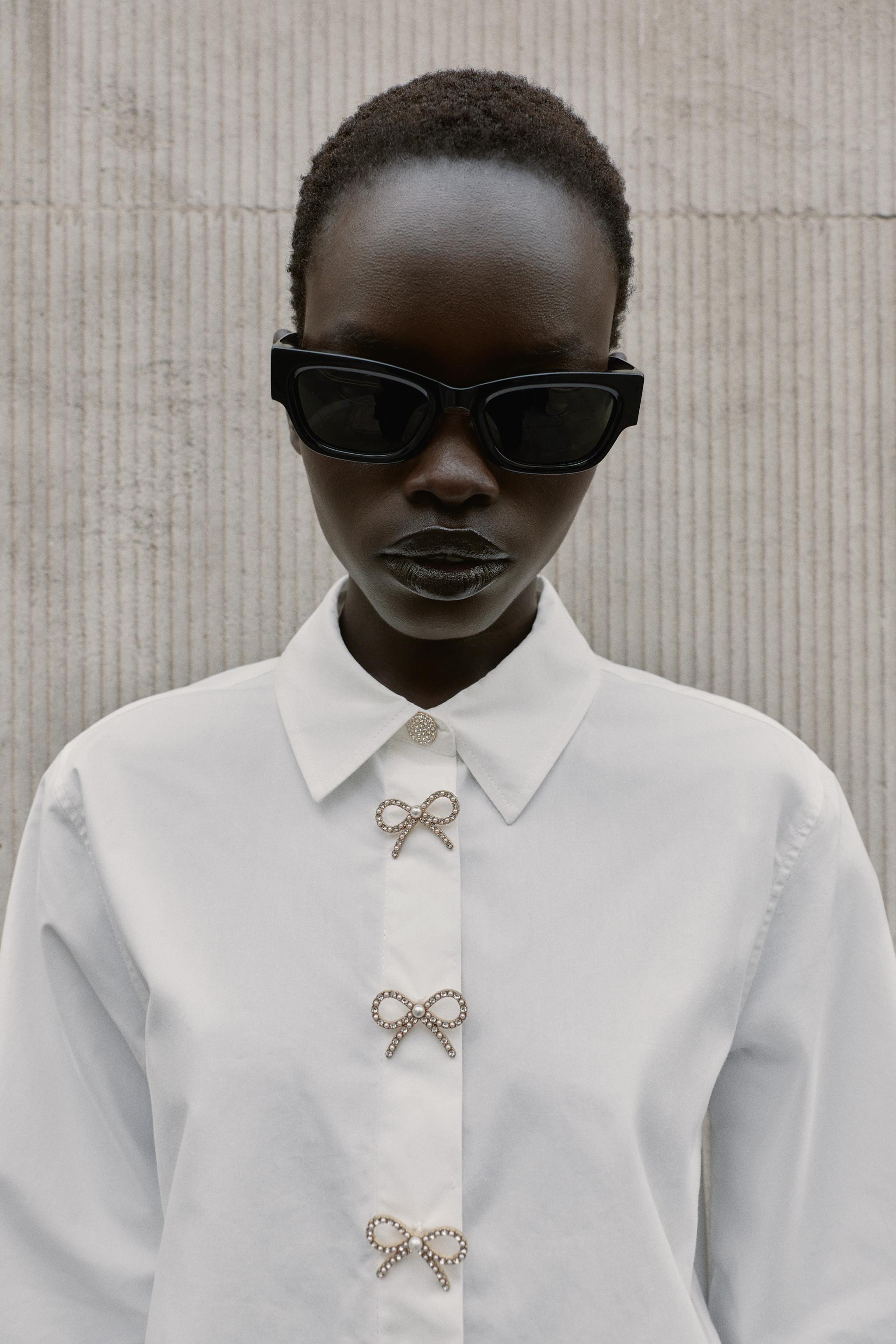 JEWEL BUTTON POPLIN SHIRT | Zara US