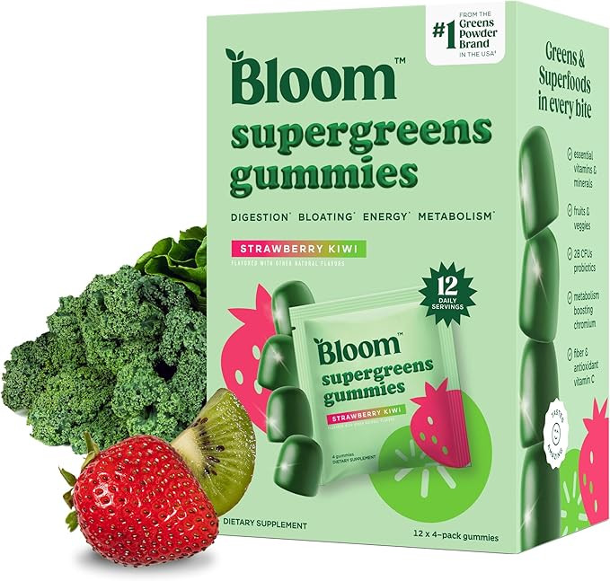 Bloom Super Greens Gummies, Daily Greens Superfood Fiber Gummies with Fruits, Vegetables, Vitamin... | Amazon (US)