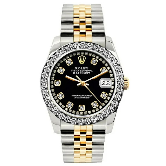 Pre-Owned Rolex Datejust 6917 Diamond Watch, 26mm, Yellow Gold and Stainless Steel Bracelet Black... | Walmart (US)