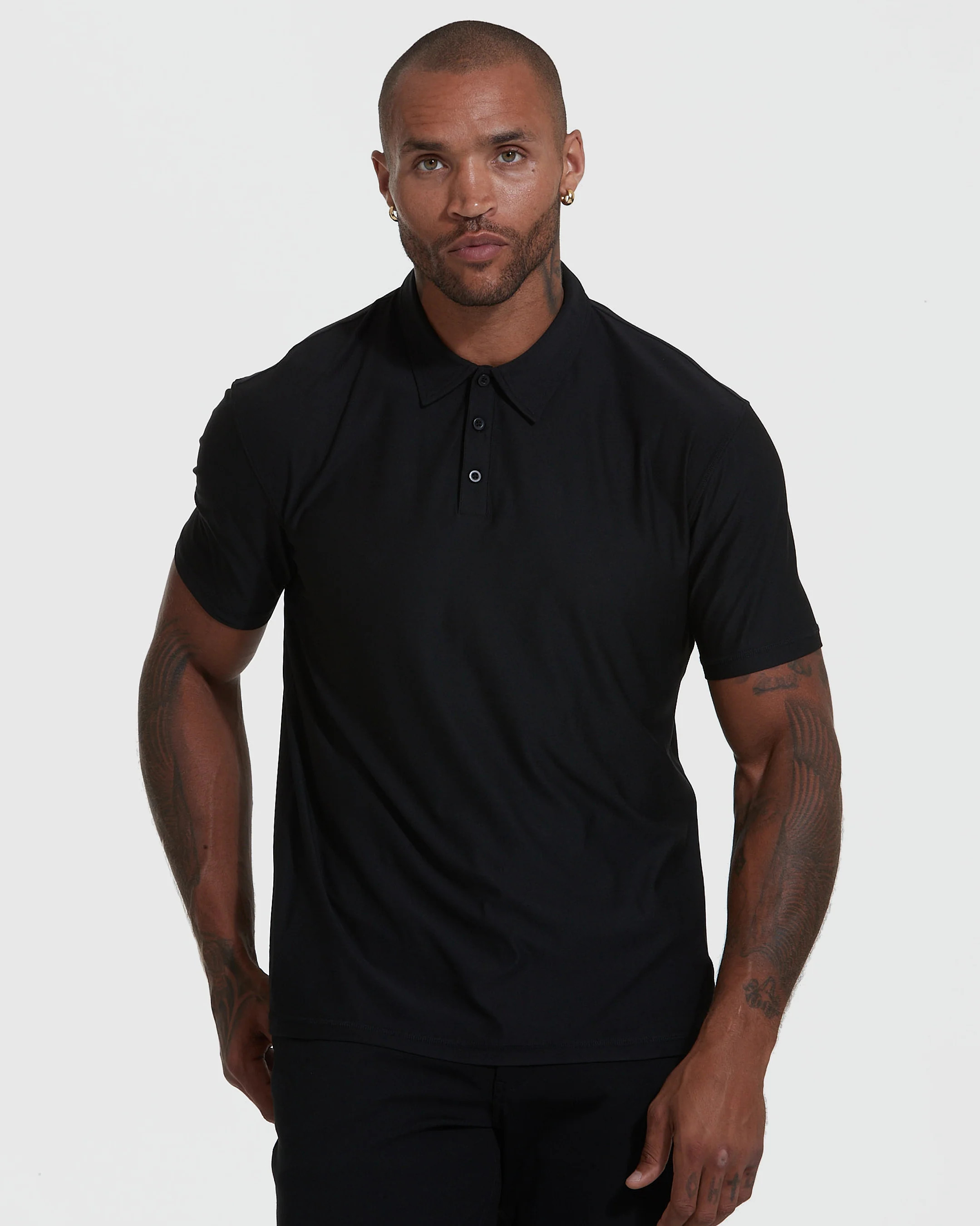 Black Short Sleeve Active Polo | True Classic