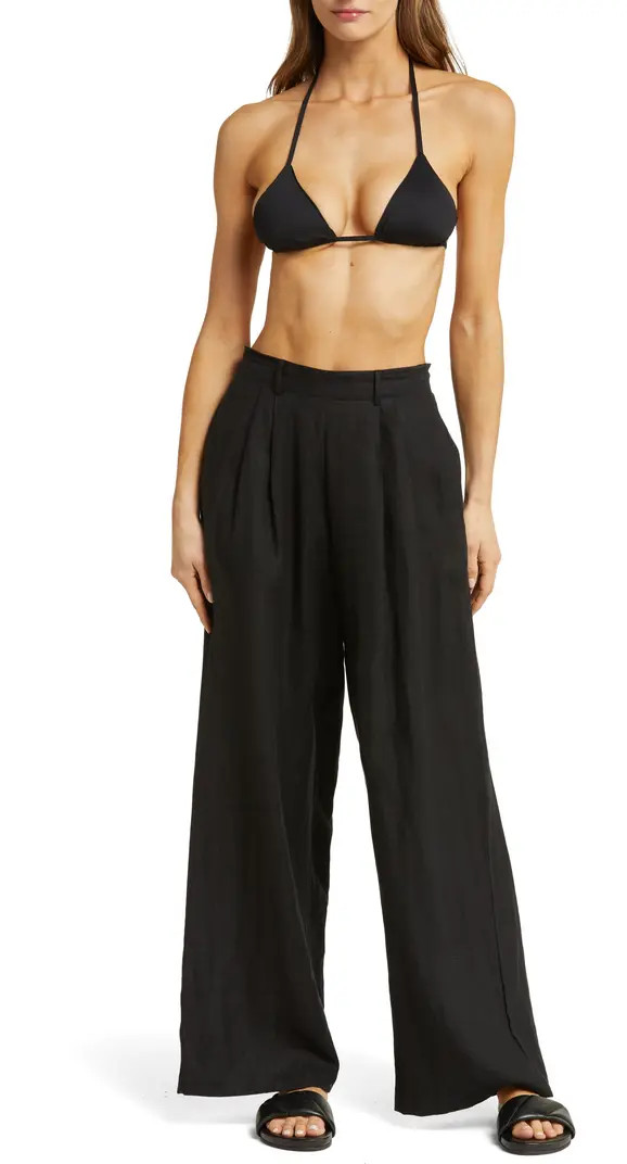 Vitamin A® The Getaway High Waist Wide Leg Linen Cover-up Pants | Nordstrom | Nordstrom