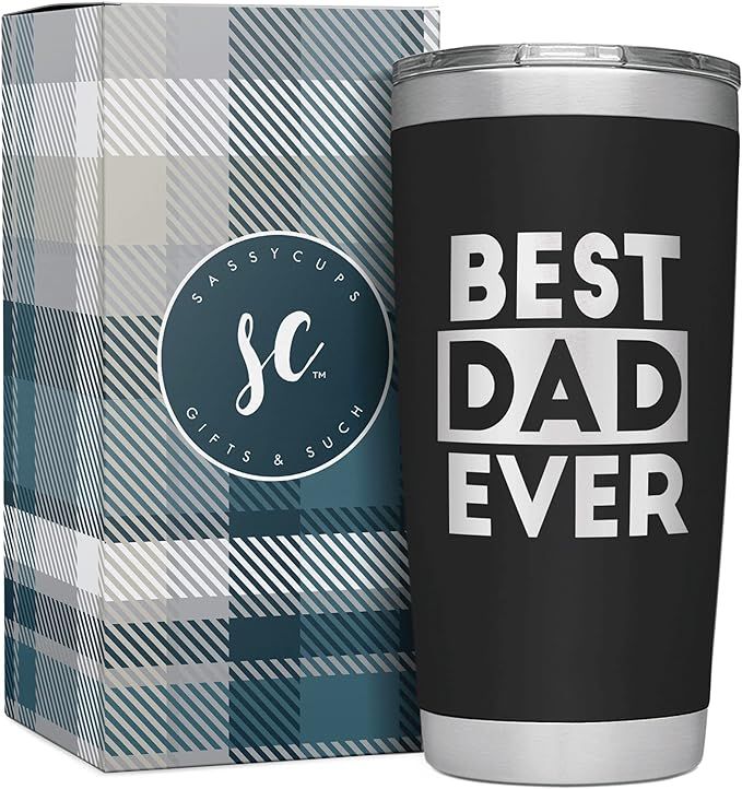 Sassy Cups Best Dad Ever Tumbler | 20 Oz Double Wall Stainless Steel Insulated Travel Mug| Best D... | Amazon (US)