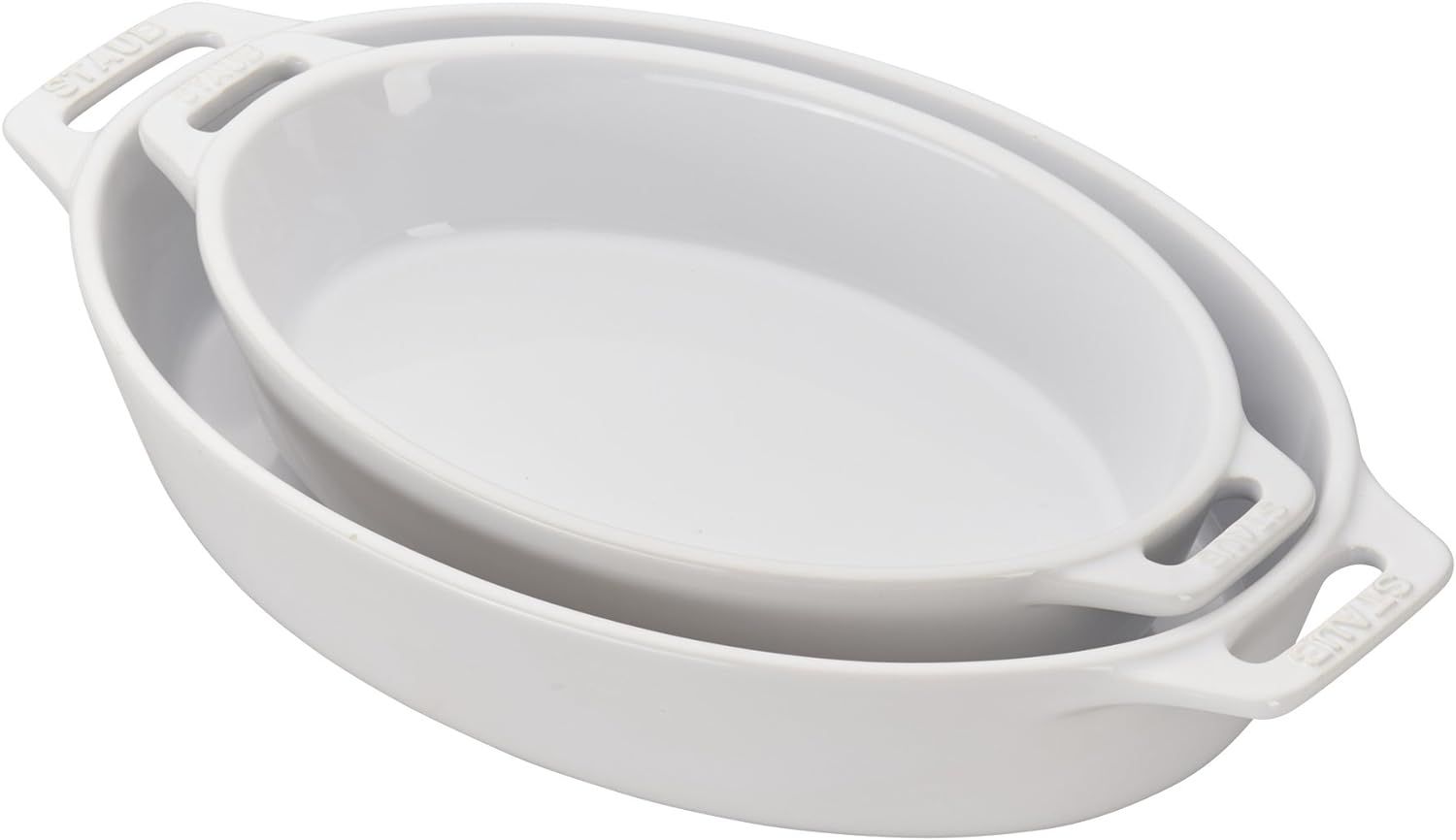 STAUB Ceramics Oval Baking Dish Set, 2-piece, White | Amazon (US)