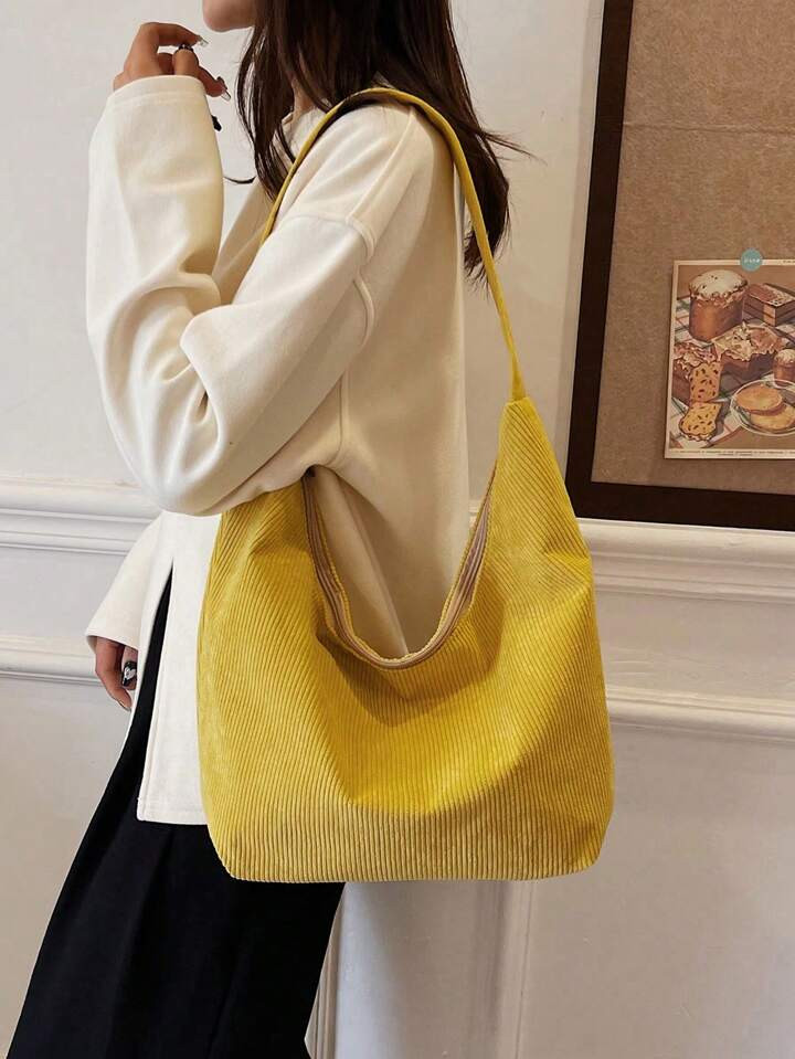 1pc Simple & Casual Corduroy Shoulder Bag For Fashion And Daily Commute | SHEIN