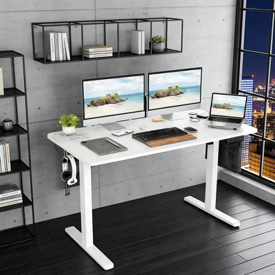 JVNOXK 40 x 24 inch Rectangular Electric Standing Desk Adjustable Height Sit-Stand Home Office Desk with Splice Board, White | Target
