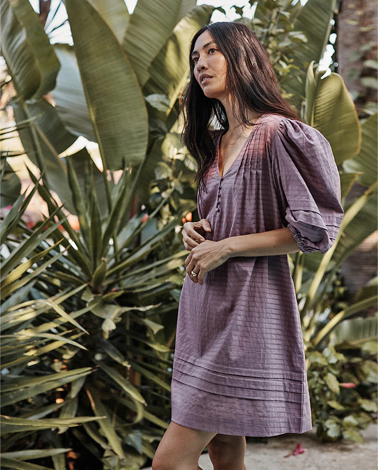 The Cotton Pintuck Dress - Plum | SummerSalt
