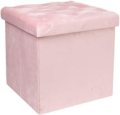 B FSOBEIIALEO Storage Ottoman Cube, Velvet Tufted Folding Ottomans with Lid, Footstool Rest Padde... | Amazon (US)