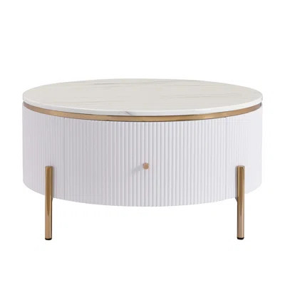 Modern Round Coffee Table With 2 Large Drawers For Storage, 31.5 - Inch Accent Table, Ideal For Living Room Decor | Wayfair North America