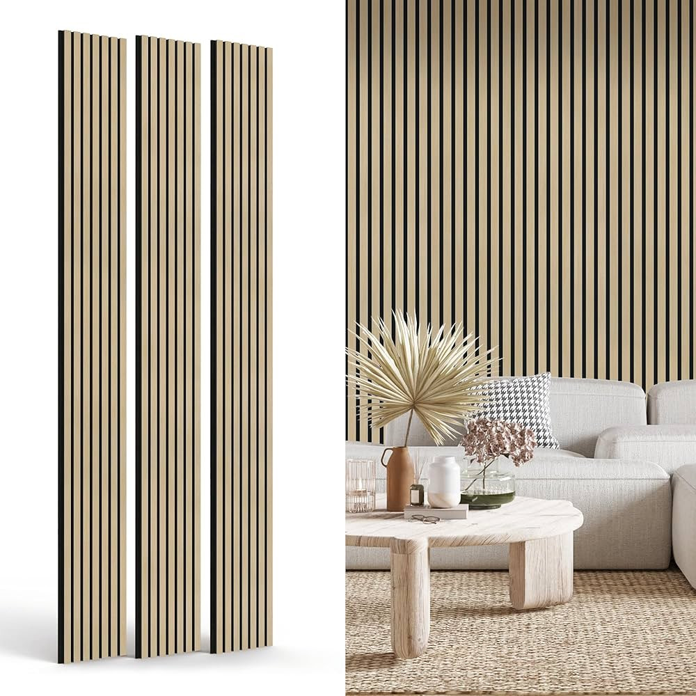 3-Piece Wood Slat Wall Panel for Interior Wall Decor Noise Cancelling 94.5" x 11.4" Acoustic Deco... | Amazon (US)