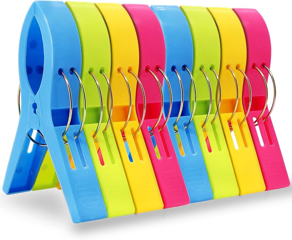 8 Pack Beach Towel Clips Chair Clips Towel Holder for Pool Chairs on Cruise-Jumbo Size,Plastic Cl... | Amazon (US)