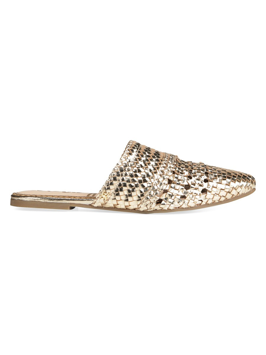 Sam Edelman Women's Natalya Flat Metallic Leather Mules - Gold - Size 5 | Saks Fifth Avenue OFF 5TH