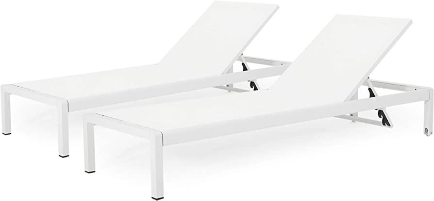 Christopher Knight Home Cynthia Outdoor Chaise Lounge (Set of 2), White,1 Count(Pack of 2) | Amazon (US)