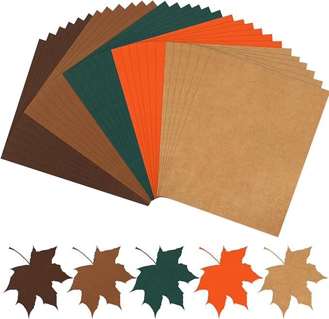 JULBEAR Autumn Cardstock, 5 Colors 180gsm 8.5x11" Fall Colorful Pastel Printer Construction Paper... | Amazon (US)