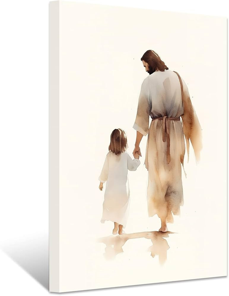 ZXHYWYM Jesus Canvas Wall Art God and Girl Back View Pictures Prints Christian Spiritual Poster W... | Amazon (US)