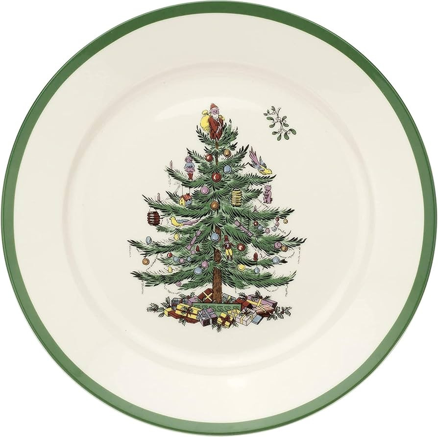 Spode Christmas Tree Luncheon Plate, 9-Inch Porcelain Dinner & Appetizer Plate, Holiday-Themed Se... | Amazon (US)