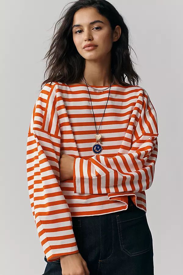 Pieced Stripe Long-Sleeve Shirt Top | Anthropologie (US)