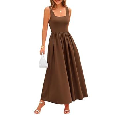 Potany Women's 2024 Summer Maxi Dress Casual Sleeveless Square Neck Flo… | Amazon (US)