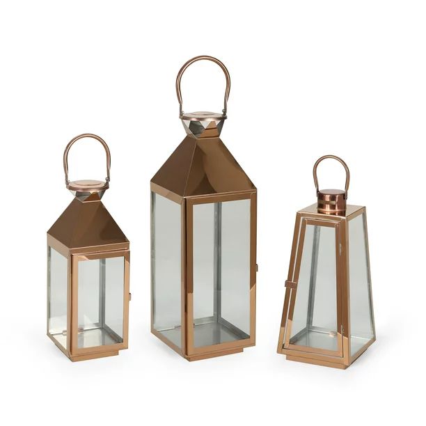 Peregrine Outdoor Stainless Steel Lantern Set, Rose Gold - Walmart.com | Walmart (US)