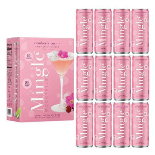 Mingle Mocktails Cranberry Cosmo, Premium Non-Alcoholic Drinks, Tangy and Sweet Pre-Mixed Drinks, Healthy Alternatives, Canned Mocktails, 12 fl. oz. Cans, Pack of 24 | Amazon (US)