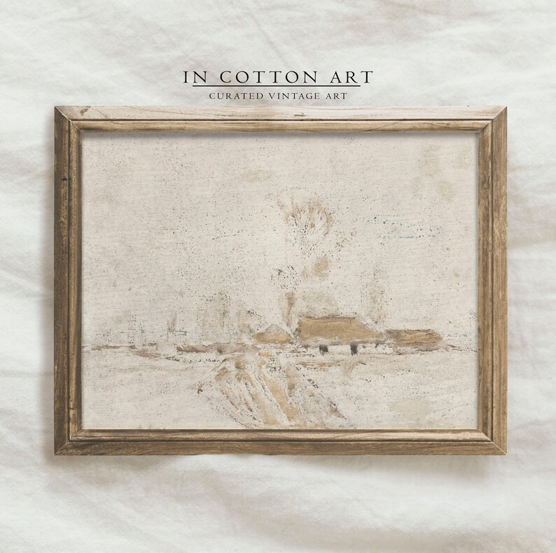 White and Beige Landscape Painting Printable / Large Neutral Artwork / Antique Painting Digital D... | Etsy (US)