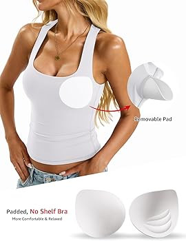 EasyGala Womens Padded Racerback Tank Tops Double Lined Built in Bra Cami Tops Basic Fitted Shirt... | Amazon (US)