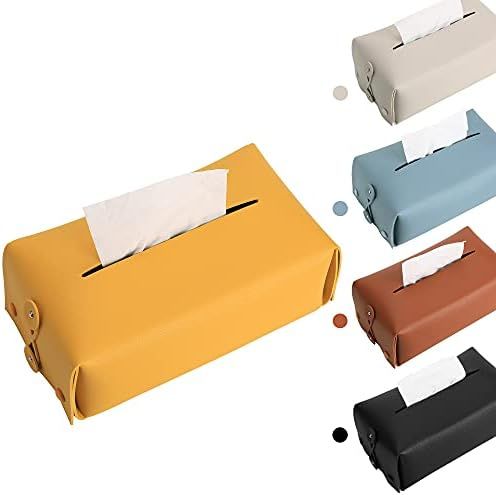 Livelab Tissue Box Cover, Modern Decorative PU Leather Rectangular Tissue Box Case Organizer Hold... | Amazon (US)