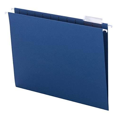 Smead Colored Hanging File Folder with Tab, 1/5-Cut Adjustable Tab, Letter Size, Navy, 25 per Box (6 | Amazon (US)