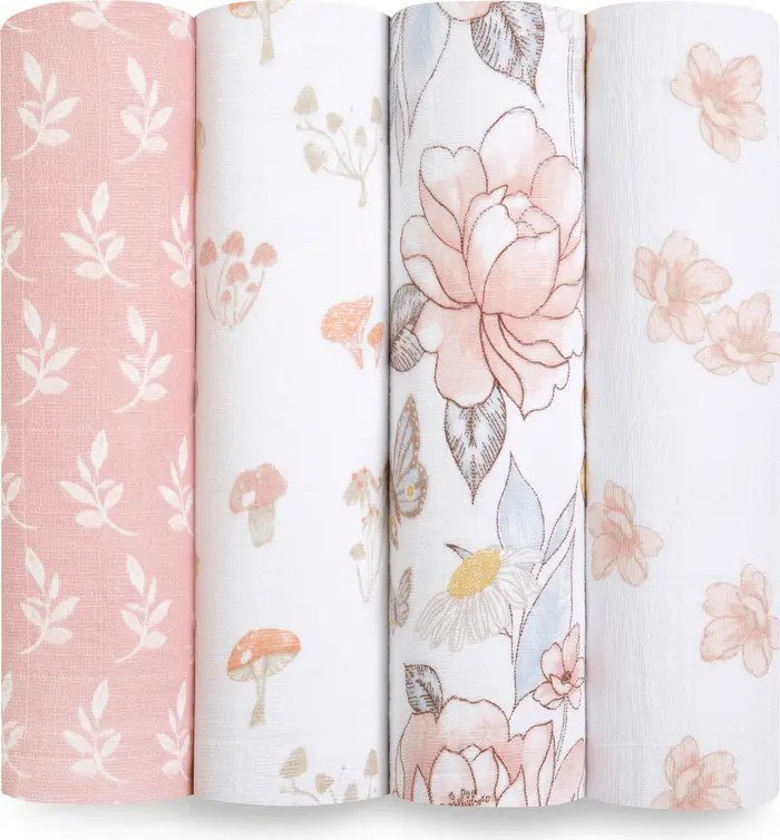 aden + anais Assorted 4-Pack Organic Cotton Muslin Swaddling Cloths | Nordstrom | Nordstrom