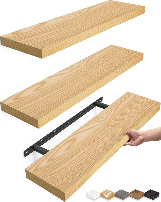 BAYKA Floating Shelves for Wall, 22.5 inches Wall Mounted Rustic Wood Shelves for Bathroom, Bedro... | Amazon (US)