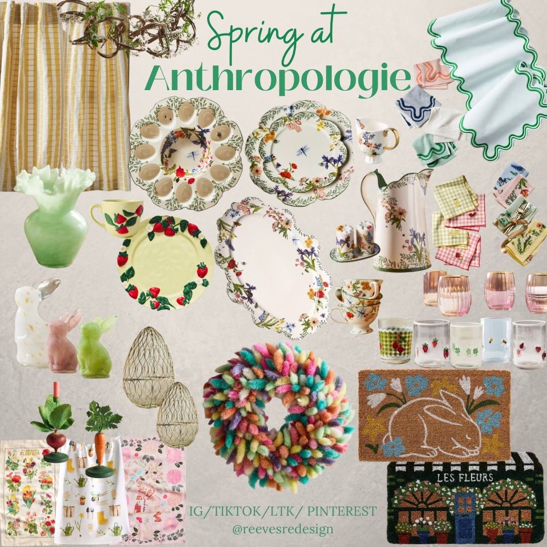 Anthro Spring, Spring home, Spring dining, table setting, gingham check curtains, Spring towels, icon drink glasses, ruffled vase, bunny decor, cloche egg, Ester home decor, Spring wreathh

#LTKHome #LTKSeasonal #LTKSpringSale