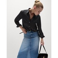 Womens M&S Collection Satin Shirt - Black | Marks and Spencer AU/NZ
