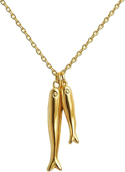 Sardine Fish Pendant Coastal Necklace for Women Beaded Ocean Jewelry Boho Beach Charm Gold Fish J... | Amazon (US)
