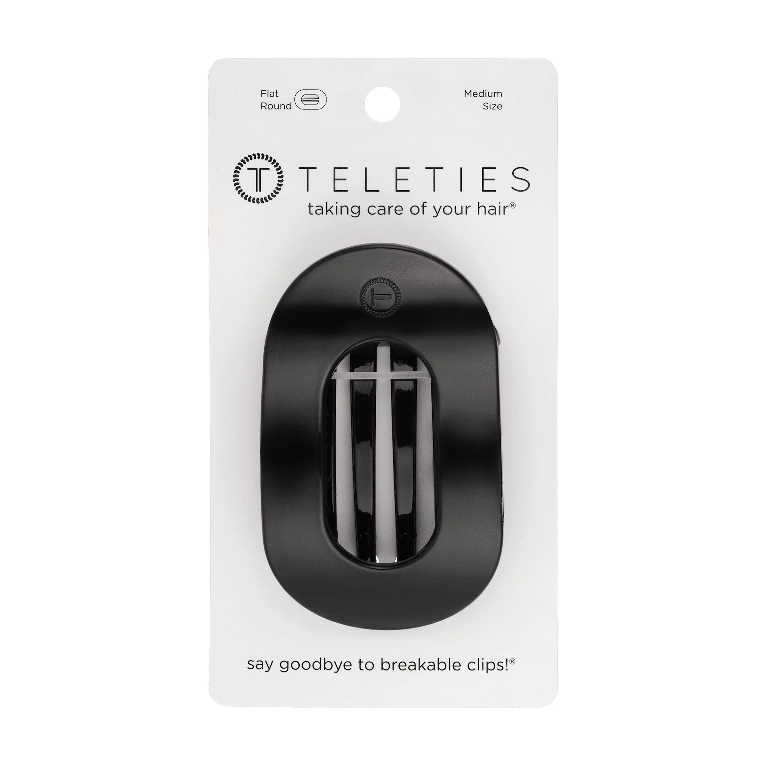 Teleties Flat Round Hair Clip, Black, Medium | Walmart (US)