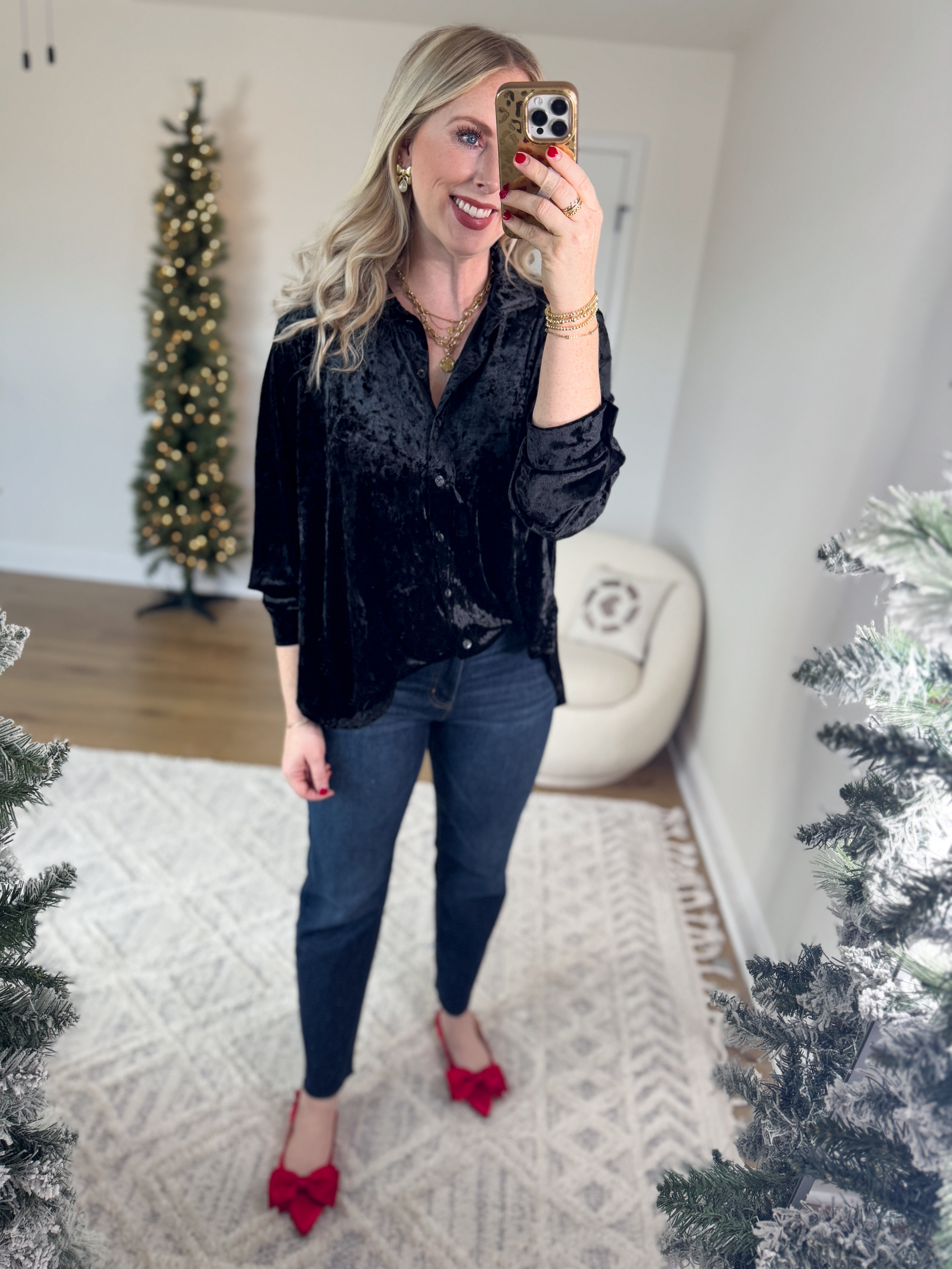 Daily try on, Walmart outfit, Walmart fashion, Walmart try on, velvet button down 

Medium 

#LTKHoliday #LTKStyleTip #LTKFindsUnder50
