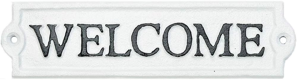 Sungmor Heavy Duty Cast Iron Outside Welcome Sign Wall Decor - White Plaque Front Door Sign - Dec... | Amazon (US)