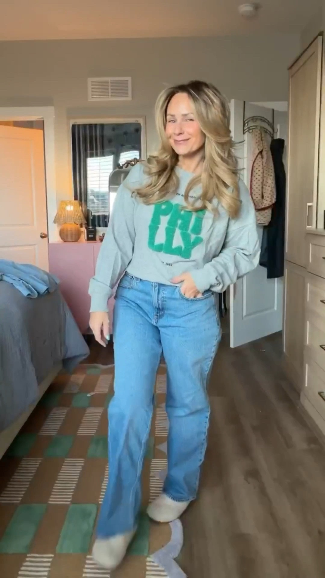 Abercrombie jeans but make them Philly 🦅
The coolest way to rep your team — these **Abercrombie & Fitch jeans with the Philadelphia Eagles emblem are giving effortless, off-duty cool.
High-rise, flattering through the waist, and that perfectly broken-in denim Abercrombie always gets right. Pair with a simple knit or hoodie and let the jeans do the talking.

✨ true to size
✨ great length options
✨ sporty but still elevated

Linked here 👇

abercrombie jeans, women’s denim, philly jeans, trendy outfit, women’s fashion, petite friendly 

#LTKSeasonal #LTKootd